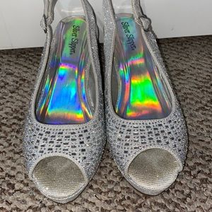 silver slipper sequin shoes